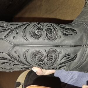 Black Embroidered Western Cowboy Boots